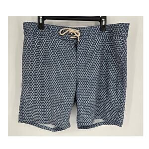 Faherty Men's Swim Boardshorts Blue Fishscale Redux Size 36